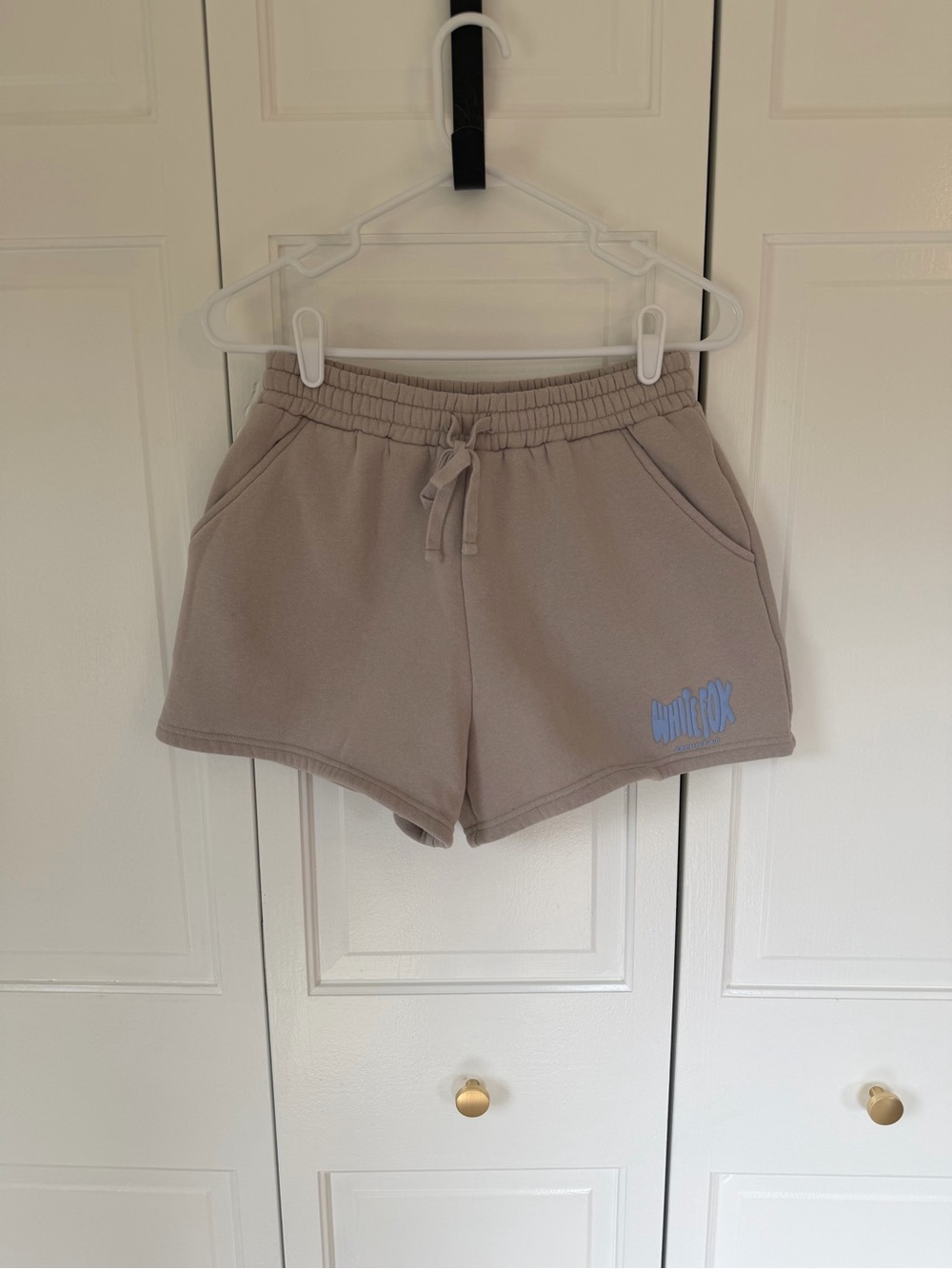 White Fox Archive 6.0 Fleece Sweat Shorts Beige Taupe Size Small